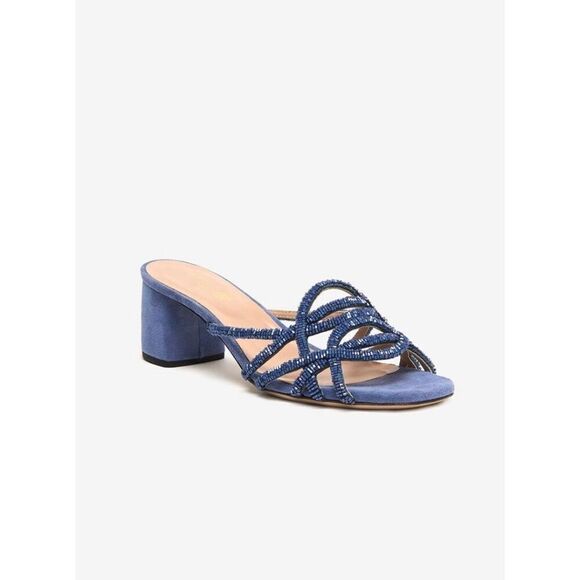 Maliparmi Cuts & Beads Slip On‎ Mule Sandal Blue Size 7 - Picture 1 of 12